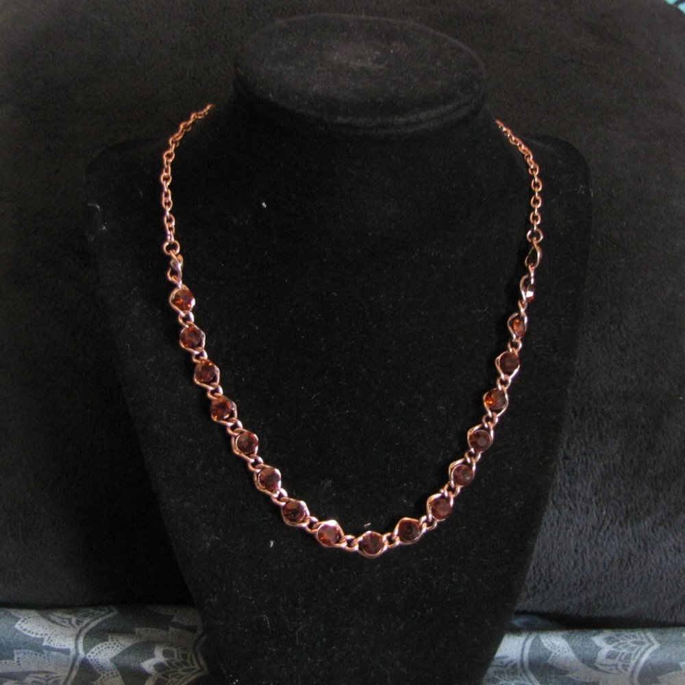Beaded Bronze Chain Necklace